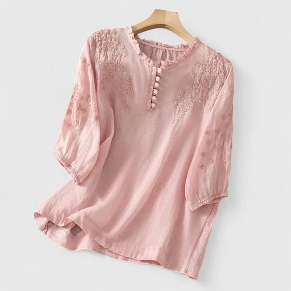 Vasilene Elegant Button-Front Blouse